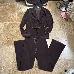 Vintage Contrived Clash Suede Pantsuit